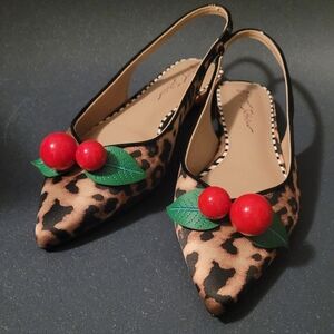 Betsey Johnson Junniper Leopard Flats with Cherry Accents